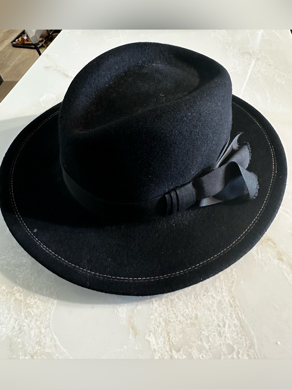 Betmar Classic Black Wool Fedora with Ribbon Bow